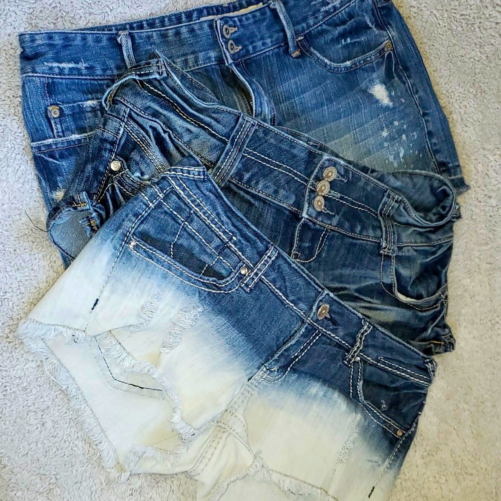 Ombré Jean Shorts, 3 Button Jean Shorts, Jean Skirt